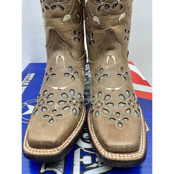 Odessa Sergal Woman's Cowboy Boots Pescaob Chestnut Ginger Size 10.5 - Picture 15 of 16